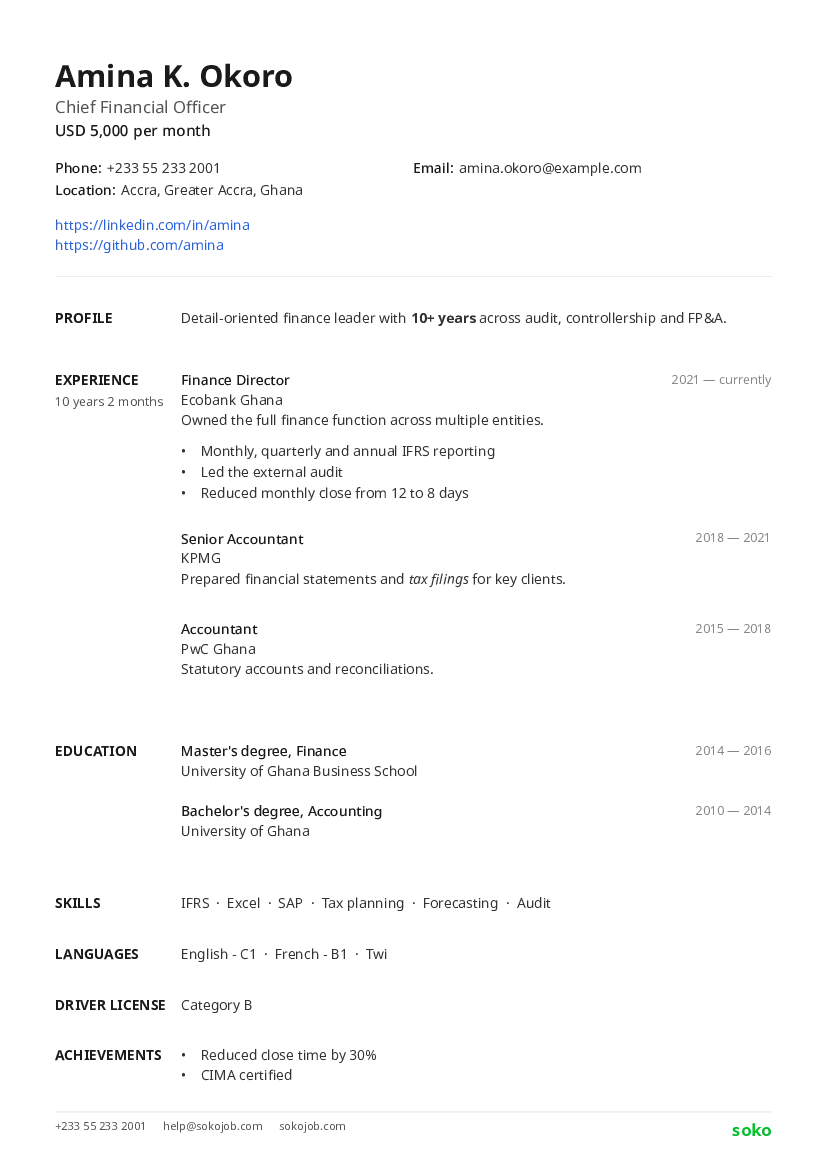 Classic CV template preview