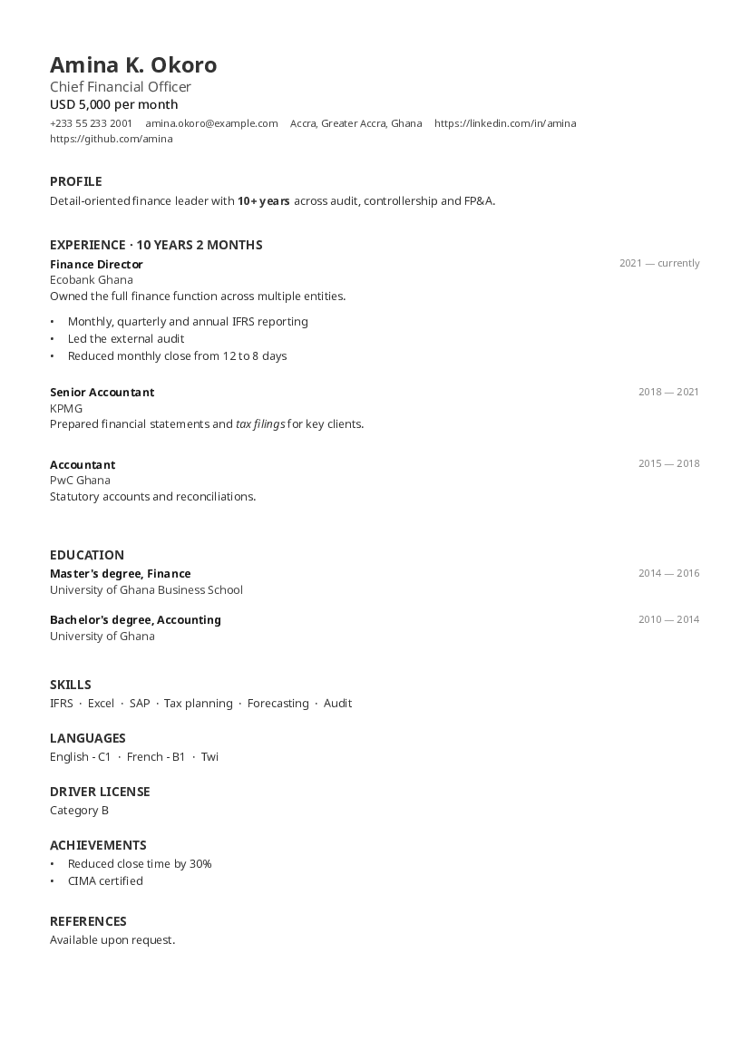 Compact CV template preview