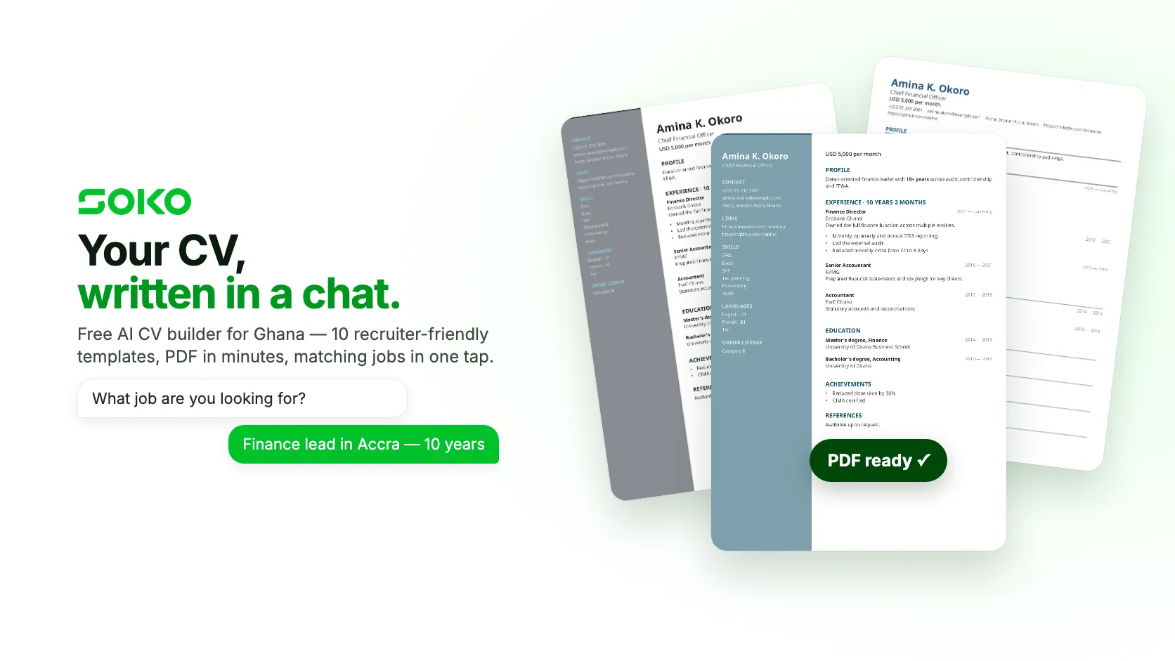 SokoJob Launches a Free AI CV Builder for Ghanaian Jobseekers — and Points Every New CV at Matching Jobs